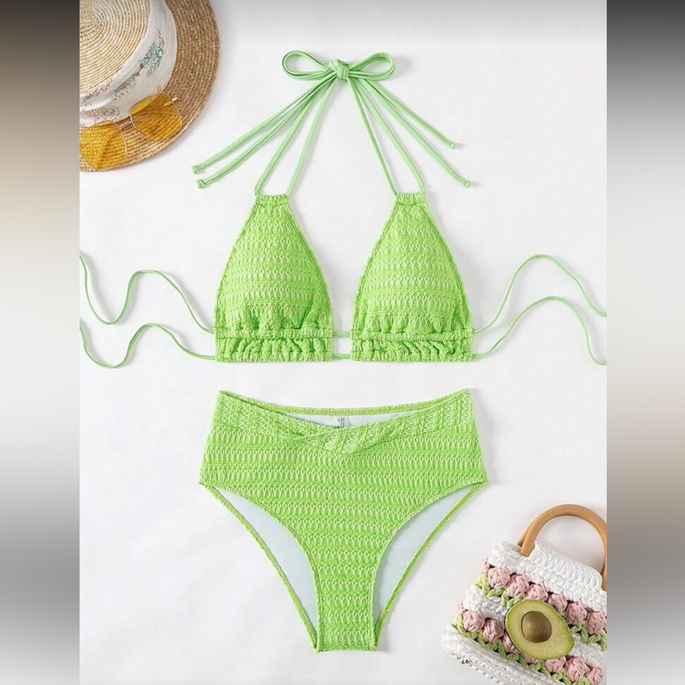 SHEIN Bright Green Bikini Set Large